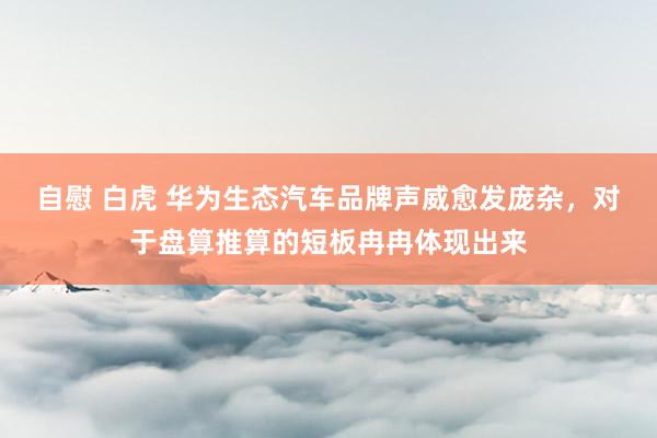 自慰 白虎 华为生态汽车品牌声威愈发庞杂，对于盘算推算的短板冉冉体现出来