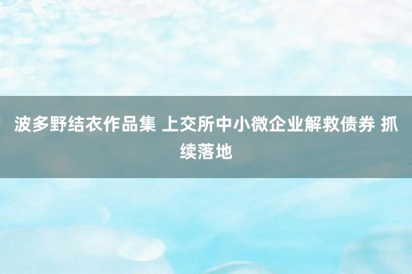 波多野结衣作品集 上交所中小微企业解救债券 抓续落地