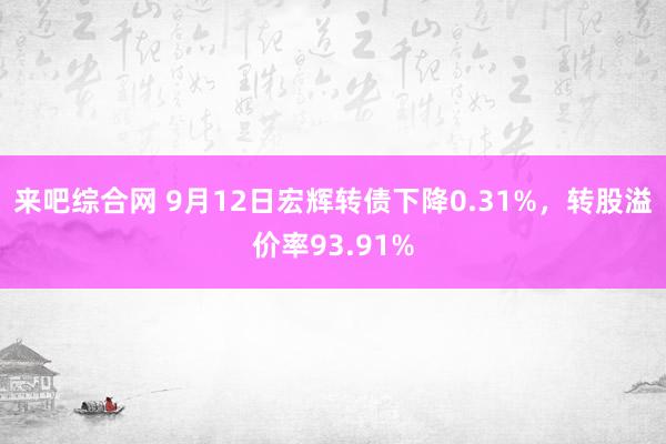 来吧综合网 9月12日宏辉转债下降0.31%，转股溢价率93.91%