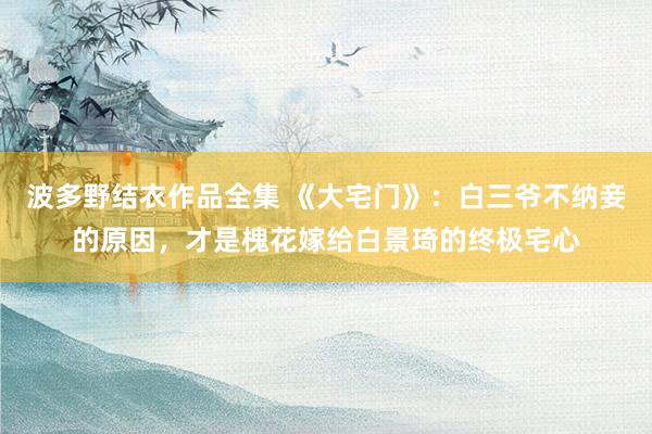 波多野结衣作品全集 《大宅门》：白三爷不纳妾的原因，才是槐花嫁给白景琦的终极宅心