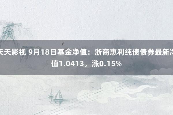 天天影视 9月18日基金净值：浙商惠利纯债债券最新净值1.0413，涨0.15%