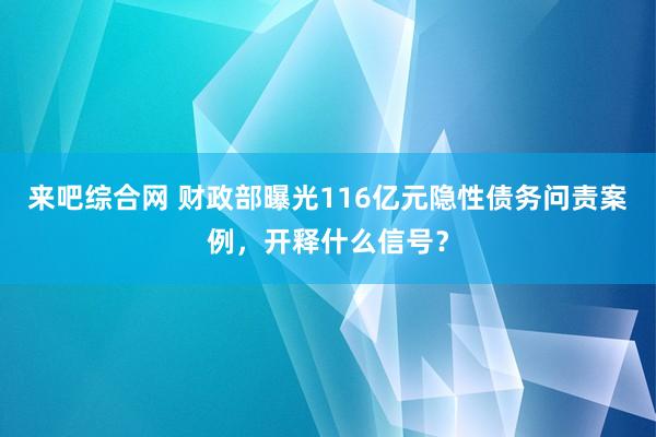 来吧综合网 财政部曝光116亿元隐性债务问责案例，开释什么信号？