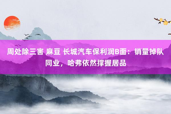 周处除三害 麻豆 长城汽车保利润B面：销量掉队同业，哈弗依然撑握居品