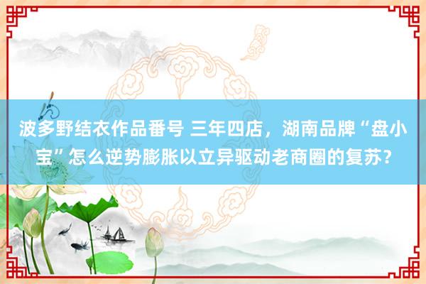 波多野结衣作品番号 三年四店，湖南品牌“盘小宝”怎么逆势膨胀以立异驱动老商圈的复苏？