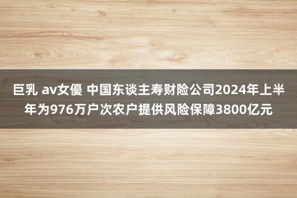 巨乳 av女優 中国东谈主寿财险公司2024年上半年为976万户次农户提供风险保障3800亿元