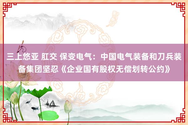 三上悠亚 肛交 保变电气：中国电气装备和刀兵装备集团坚忍《企业国有股权无偿划转公约》