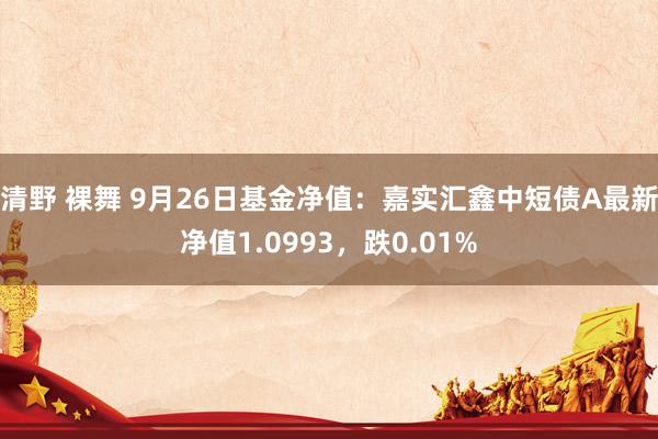 清野 裸舞 9月26日基金净值：嘉实汇鑫中短债A最新净值1.0993，跌0.01%