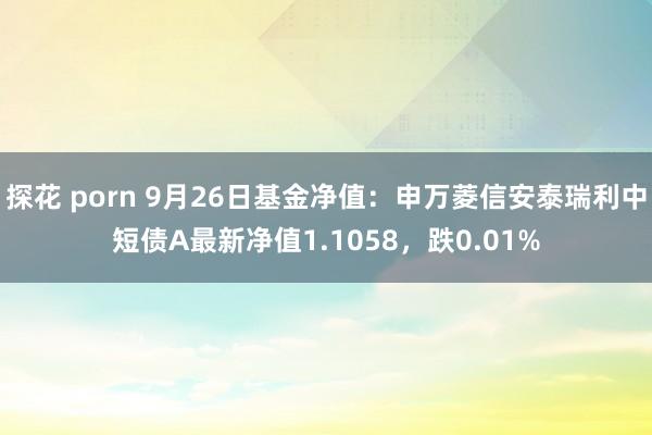 探花 porn 9月26日基金净值：申万菱信安泰瑞利中短债A最新净值1.1058，跌0.01%