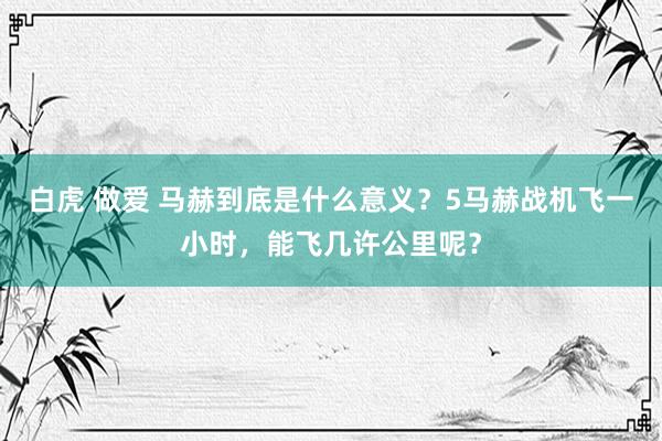 白虎 做爱 马赫到底是什么意义？5马赫战机飞一小时，能飞几许公里呢？