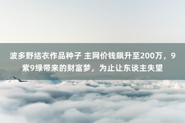 波多野结衣作品种子 主网价钱飙升至200万，9紫9绿带来的财富梦，为止让东谈主失望