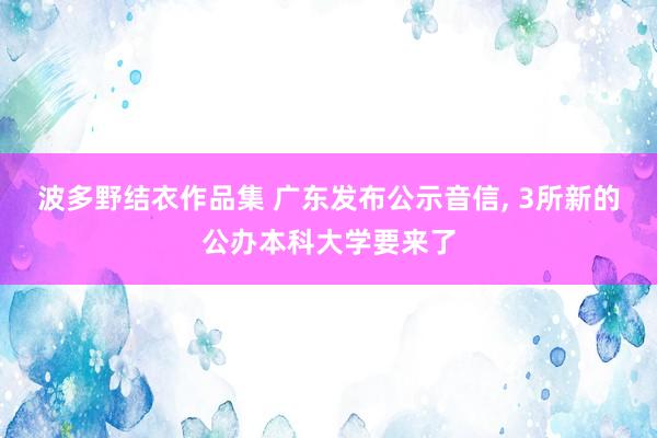 波多野结衣作品集 广东发布公示音信， 3所新的公办本科大学要来了