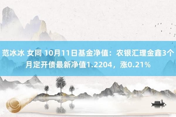 范冰冰 女同 10月11日基金净值：农银汇理金鑫3个月定开债最新净值1.2204，涨0.21%