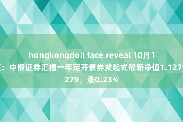 hongkongdoll face reveal 10月11日基金净值：中银证券汇福一年定开债券发起式最新净值1.1279，涨0.23%