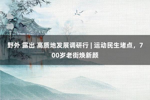 野外 露出 高质地发展调研行 | 运动民生堵点，700岁老街焕新颜