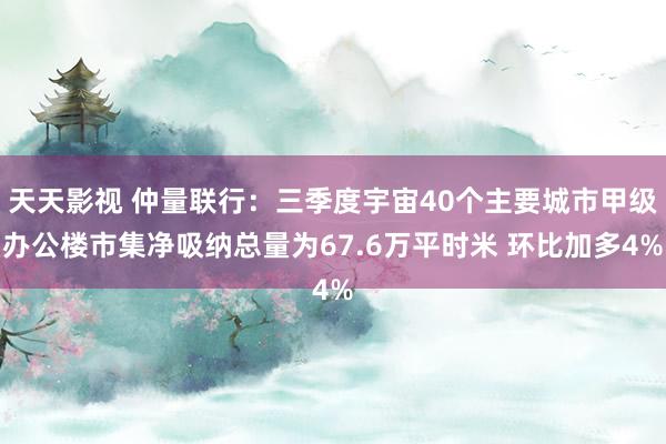 天天影视 仲量联行：三季度宇宙40个主要城市甲级办公楼市集净吸纳总量为67.6万平时米 环比加多4%