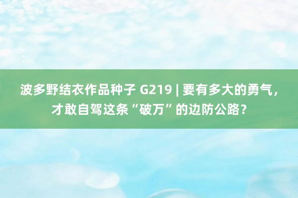 波多野结衣作品种子 G219 | 要有多大的勇气，才敢自驾这条“破万”的边防公路？