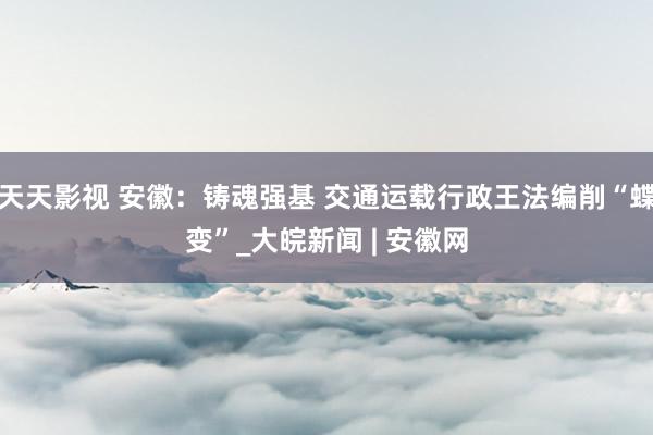 天天影视 安徽：铸魂强基 交通运载行政王法编削“蝶变”_大皖新闻 | 安徽网