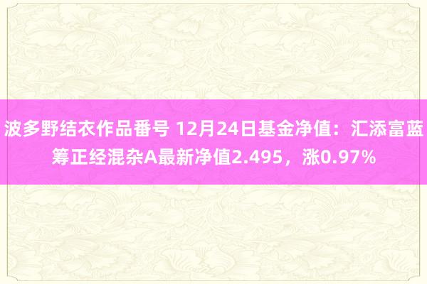 波多野结衣作品番号 12月24日基金净值：汇添富蓝筹正经混杂A最新净值2.495，涨0.97%