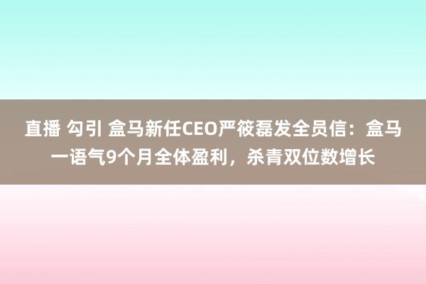 直播 勾引 盒马新任CEO严筱磊发全员信：盒马一语气9个月全体盈利，杀青双位数增长