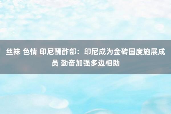 丝袜 色情 印尼酬酢部：印尼成为金砖国度施展成员 勤奋加强多边相助