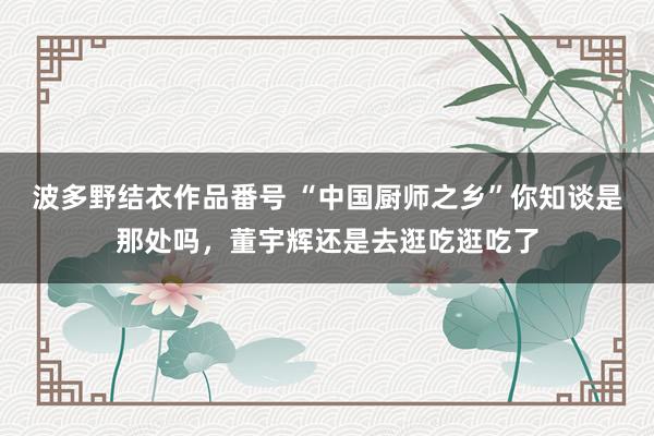 波多野结衣作品番号 “中国厨师之乡”你知谈是那处吗，董宇辉还是去逛吃逛吃了